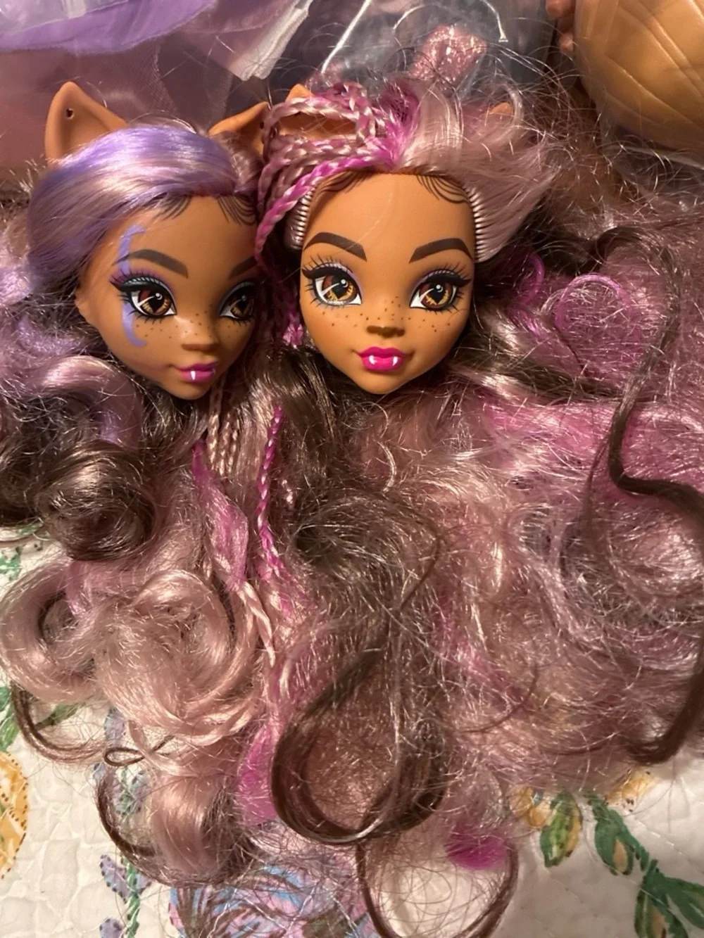 monster high Pink and Purple Ombre Styling Doll Heads